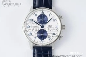 MIROTIME 0205 Portuguese Chrono IW371620 APSF 1:1 Best Edition White Blue Dial on Blue Leather Strap A MultiPurpose 7039